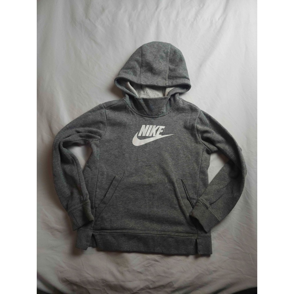 Nike Hoodie Boys S Gray Pullover Minimalist Athleisure Sports Gorpcore Outdoorsy